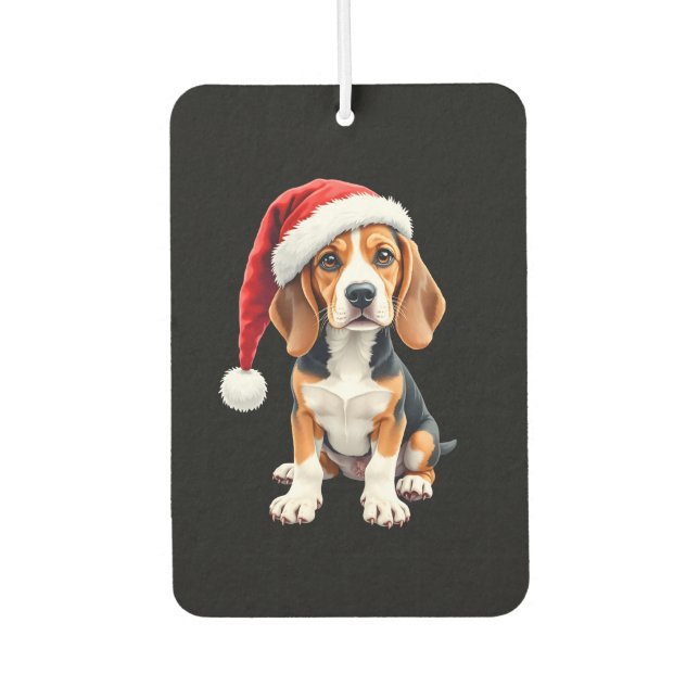Beagle Weihnachtshund Long Sleeve T - Shirt Autolufterfrischer (Vorderseite)