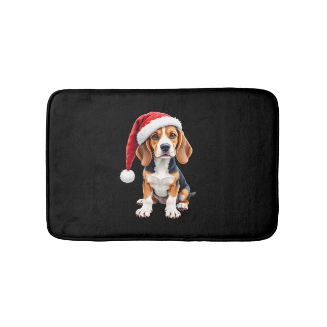 Beagle Weihnachtshund Long Sleeve T - Shirt Badematte (Vorderseite)