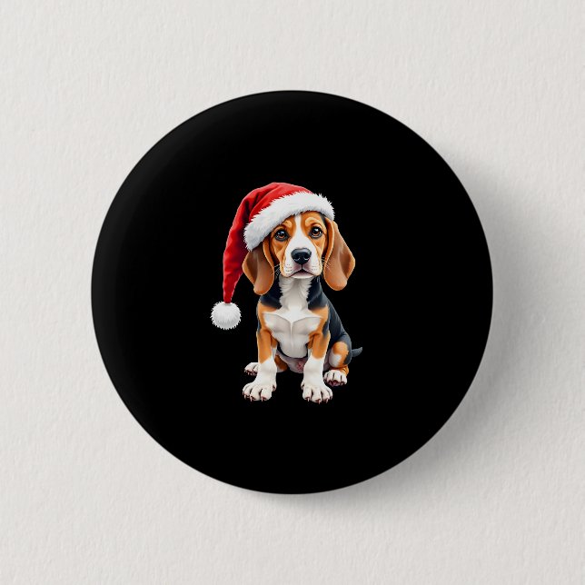 Beagle Weihnachtshund Long Sleeve T - Shirt Button (Vorderseite)
