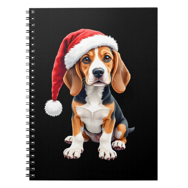 Beagle Weihnachtshund Long Sleeve T - Shirt Notizblock (Vorderseite)
