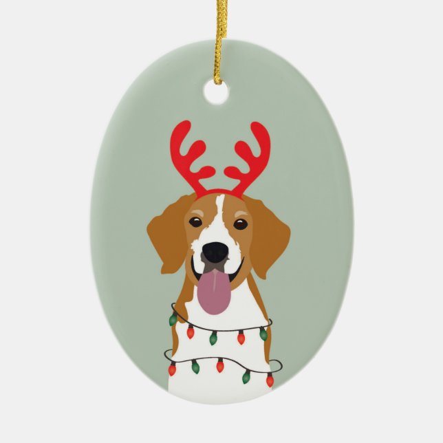 Beagle Weihnachtshund Merry Woofmas Keramik Ornament (Vorne)