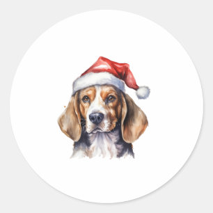 Beagle Weihnachtshund Runder Aufkleber