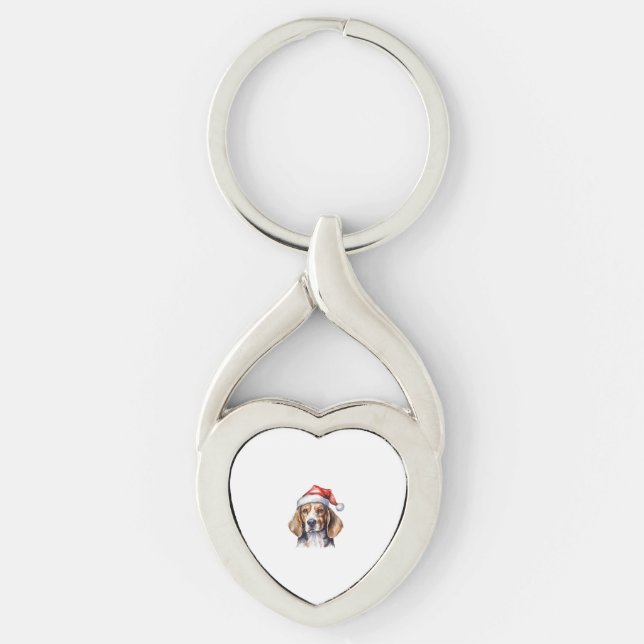 Beagle Weihnachtshund Schlüsselanhänger (Vorderseite)