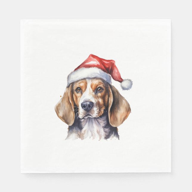 Beagle Weihnachtshund Serviette (Vorderseite)