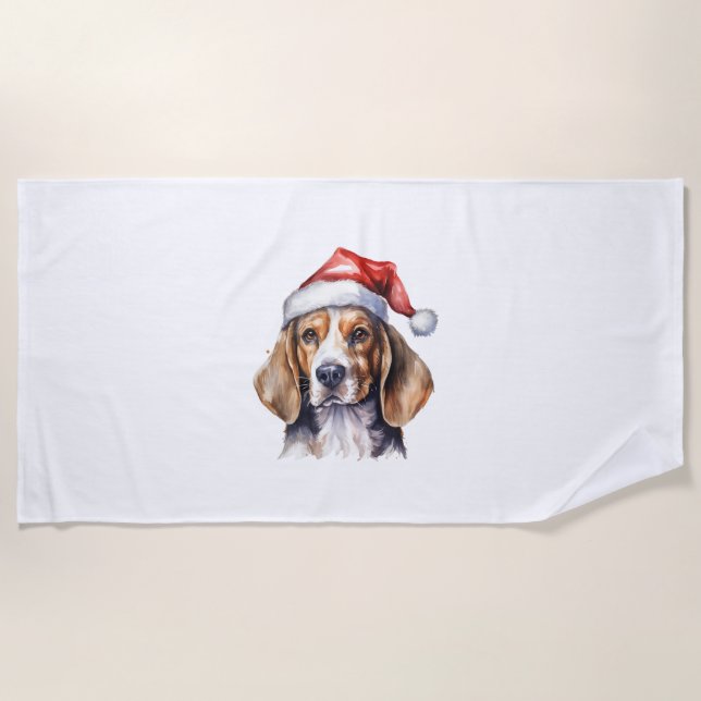Beagle Weihnachtshund Strandtuch (Vorderseite)