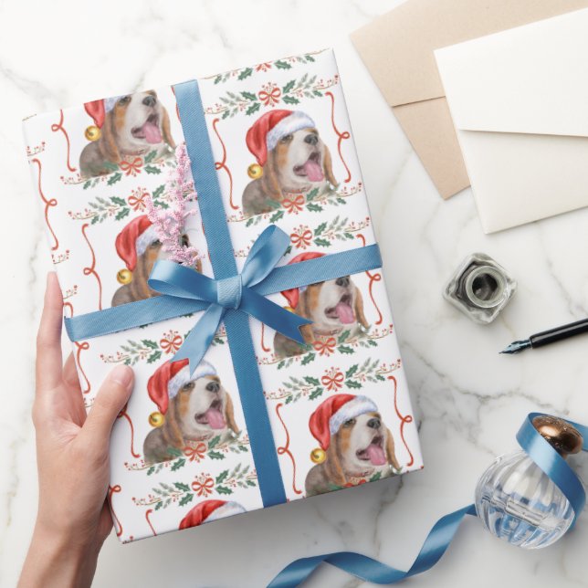 Beagle Weihnachtshunde Muster Wrapping Paper Geschenkpapier (Schenken)