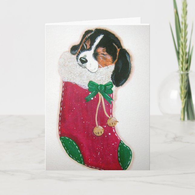 Beagle Weihnachtskarte Feiertagskarte (Vorderseite)
