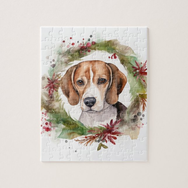 Beagle-Weihnachtskranz Festlicher Hund (Vertikal)