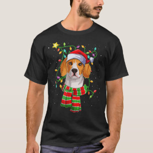Beagle Weihnachtslicht Weihnachtsmannmütze Hundebe T-Shirt