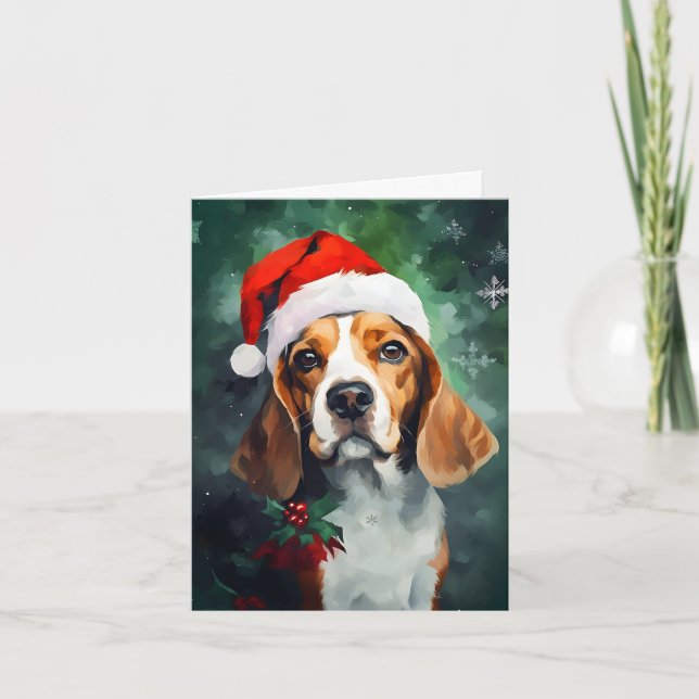Beagle Weihnachtsmalerei Karte (Vorderseite)