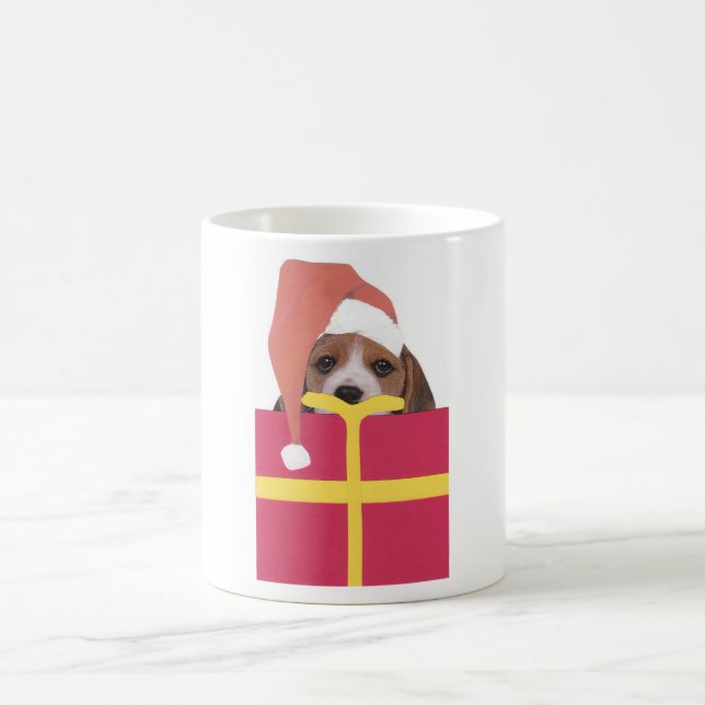 Beagle-Weihnachtsmannmütze-Geschenkboxen Kaffeetasse (Mittel)