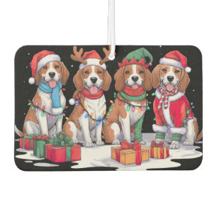 Beagle Weihnachtsmannmütze will Weihnachtsbeleucht Autolufterfrischer