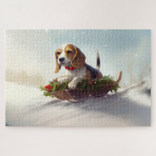 Beagle Weihnachtsschnee im Winter