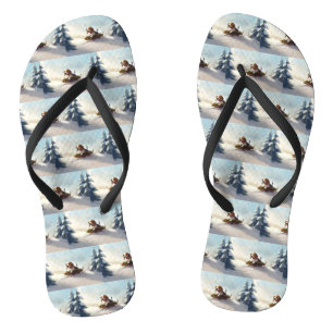 Beagle Weihnachtsschnee im Winter Flip Flops
