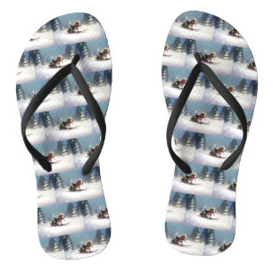 Beagle Weihnachtsschnee im Winter Flip Flops