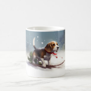 Beagle Weihnachtsschnee im Winter Kaffeetasse