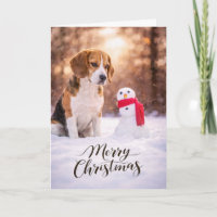 Beagle-Weihnachtsschneemann-Karte