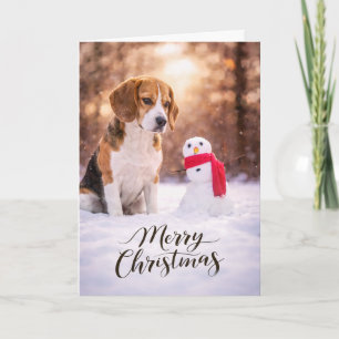Beagle-Weihnachtsschneemann-Karte Feiertagskarte