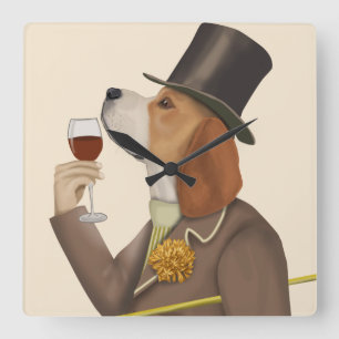 Beagle Weintrauben Quadratische Wanduhr
