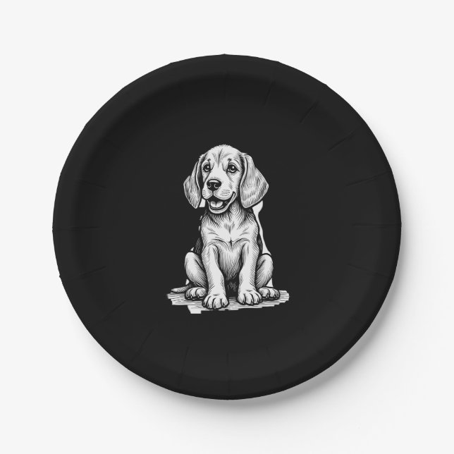 Beagle Welpe bezaubernd, Familientierfreund Tank z Pappteller (Vorderseite)