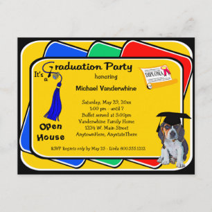 Beagle Welpe Blue Abschluss Growler Party Einladun Einladung