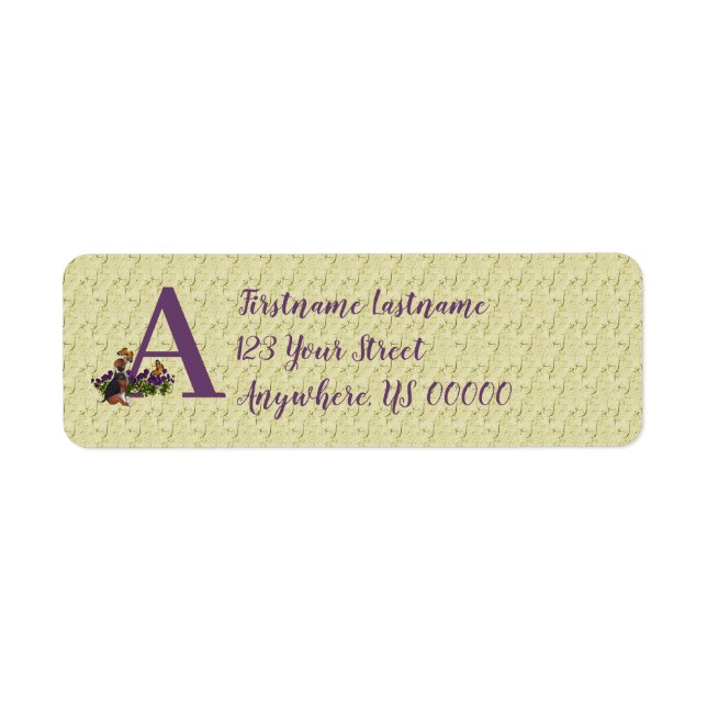 Beagle Welpe Butterfly Monogram Initial A Address (Vorne)
