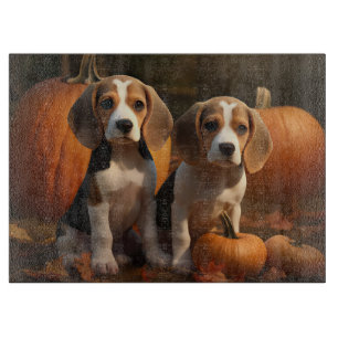 Beagle Welpe Herbst Kürbis Schneidebrett