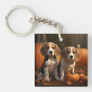 Beagle-Welpe Herbstfreude Kürbis  Schlüsselanhänger
