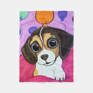 Beagle-Welpe mit Ballonen Fleecedecke