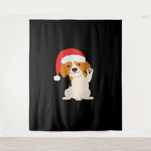 Beagle-Welpe mit Santahut für Hunde-Liebhaber Over Wandteppich