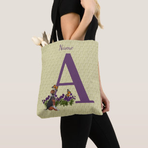 Beagle-Welpe Schmetterlinge Monogramm Anfangsbuchs Tasche