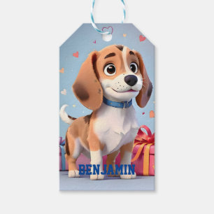Beagle-Welpe Spielende Pfoten & Farbige Geschenke Geschenkanhänger