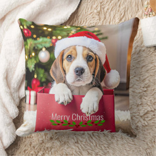 Beagle-Welpe Weihnachtsdesign, Kissen