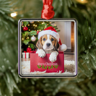Beagle-Welpe Weihnachtsdesign, Ornament Aus Metall