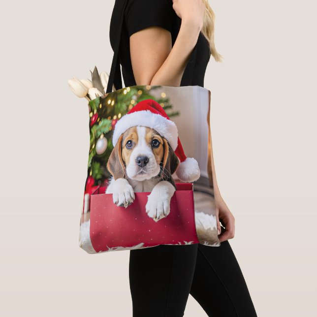 Beagle-Welpe Weihnachtsdesign, Tasche (Von Nahem)