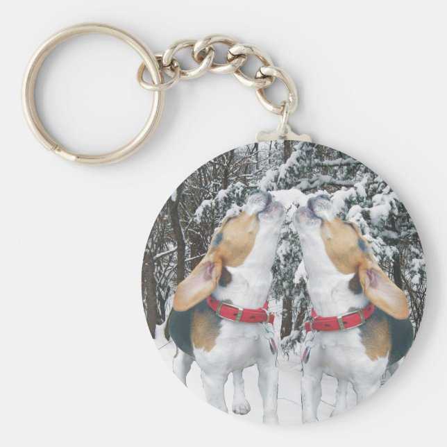 Beagle-Welpen heulen im Wald Schlüsselanhänger (Vorne)