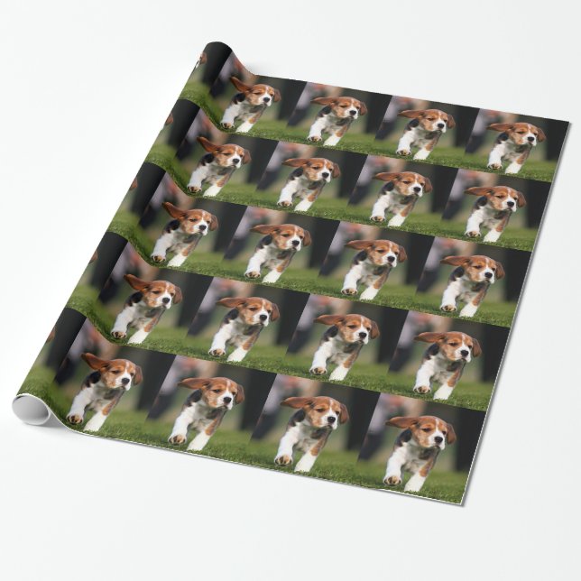 Beagle-Welpen-Liebe Geschenkpapier (Ungerollt)