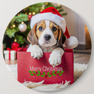 Beagle-Welpen-Weihnachtsdesign, Button
