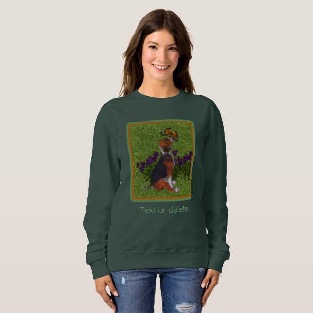 Beagle Welpenschmetterlinge Hunde Kunst Personalis Sweatshirt (Vorne ganz)