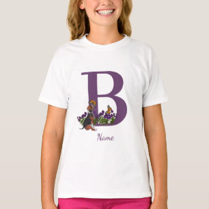Beagle Welpenschmetterlinge Monogramm Anfangsname  T-Shirt