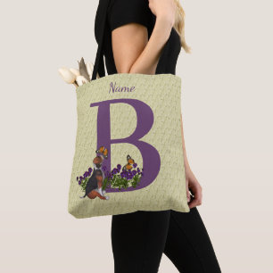 Beagle Welpenschmetterlinge Monogramm Anfangsname Tasche