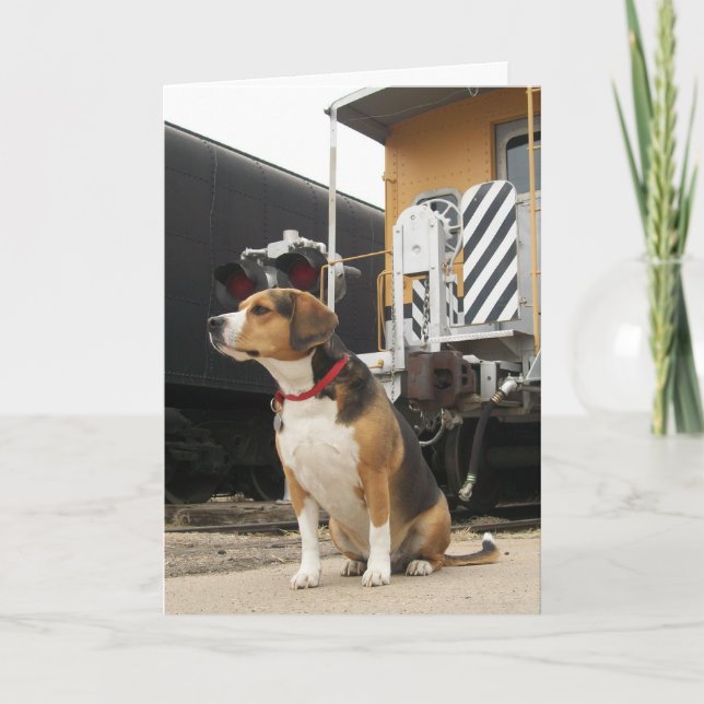 Beagle-willkommene Zuhause-Gruß-Karte - Zug-Depot Karte (Vorderseite)
