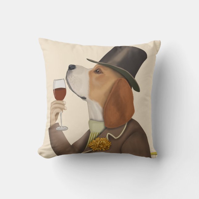 Beagle Wine Snob Kissen (Vorderseite)