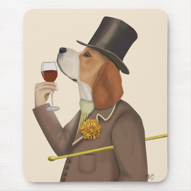Beagle Wine Snob Mousepad (Vorne)