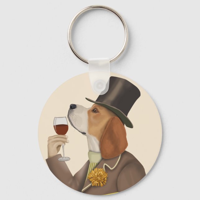 Beagle Wine Snob Schlüsselanhänger (Vorderseite)