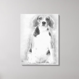Beagle wird mit einem silbernen Hintergrund Gezeic Leinwanddruck