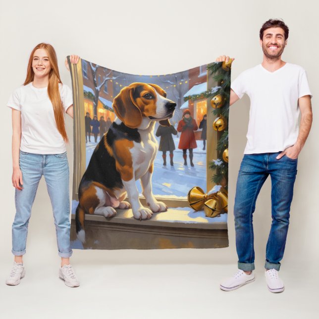 Beagle With Christmas Lights Holiday Fleecedecke (Beispiel)