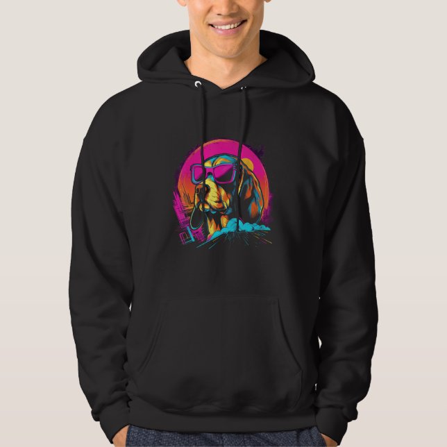 Beagle with Sunglasses Retro Design Hoodie (Vorderseite)