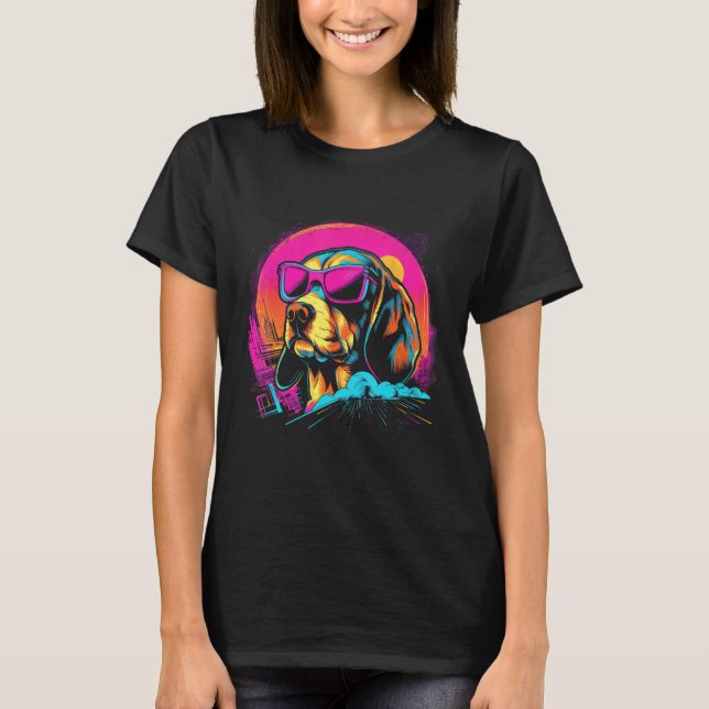 Beagle with Sunglasses Retro Design T-Shirt (Vorderseite)
