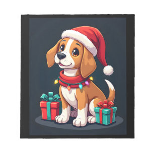 Beagle Xmas-Beleuchtung Santa-Beagle-Hund Weihnach Notizblock